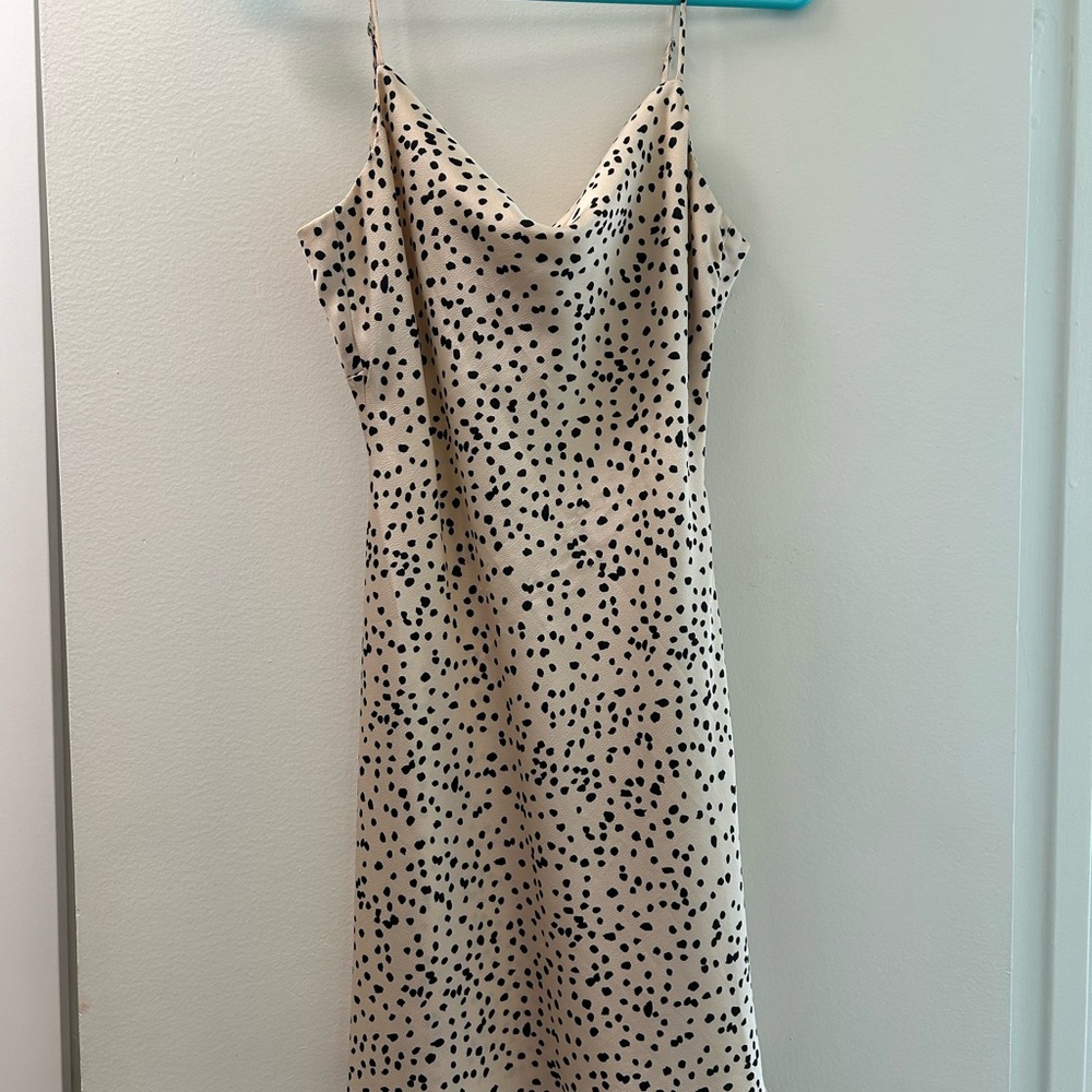 Cotton Candy Cream and Black Spotted Midi Dress